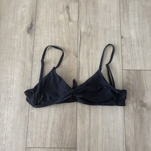 Prana Black Front Twist  Triangle Bikini Top Adjustable Strap Back Tie Padded XS